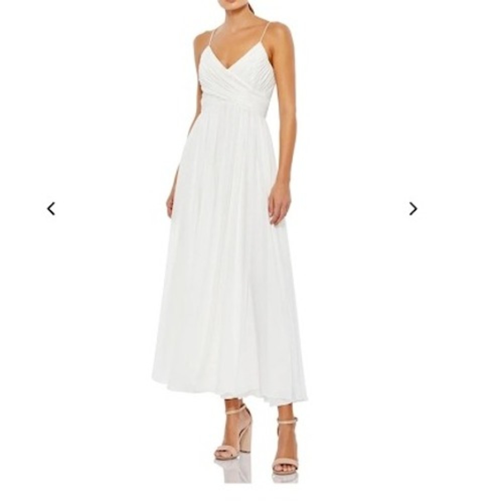 Ieena for MacDuggal Style 2650 White Slip Gown Dress S‎ Cocktail Party Bridal